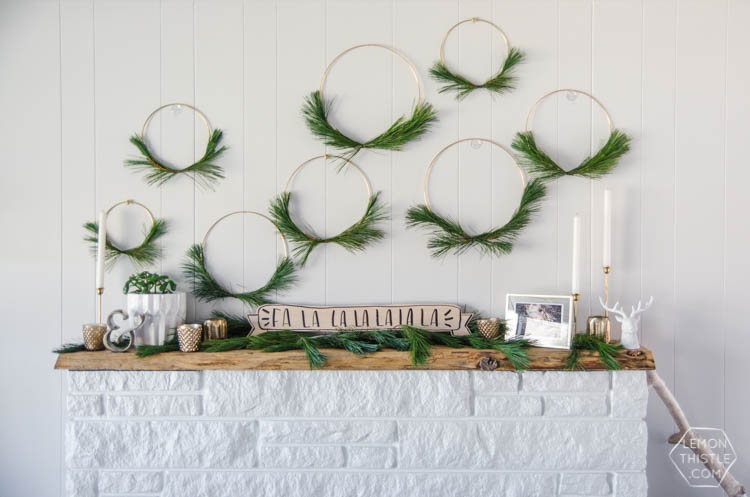 I LOVE these simple hoop wreaths with fresh greenery. The perfect amount of Christmas without being over the top. DIY holiday wreath