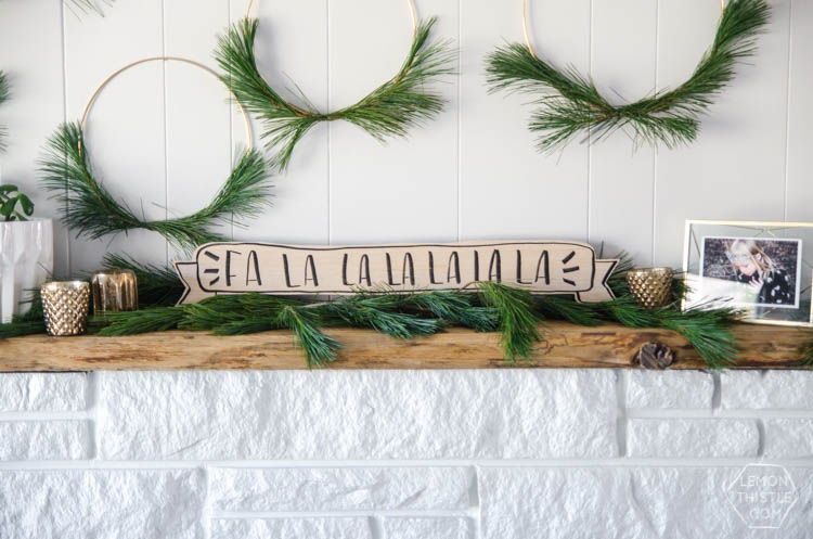 Fa La La La La... I love this! Such a simple but classy look for Christmas. 5 Minute DIY Wooden Holiday Banner Sign