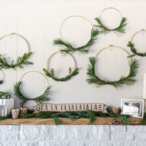 I LOVE these simple hoop wreaths with fresh greenery. The perfect amount of Christmas without being over the top. DIY holiday wreath