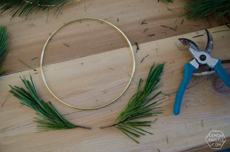 I LOVE these simple hoop wreaths with fresh greenery. The perfect amount of Christmas without being over the top. DIY holiday wreath