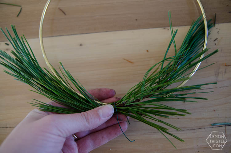 I LOVE these simple hoop wreaths with fresh greenery. The perfect amount of Christmas without being over the top. DIY holiday wreath
