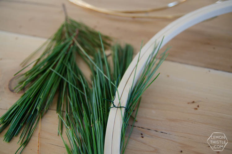 I LOVE these simple hoop wreaths with fresh greenery. The perfect amount of Christmas without being over the top. DIY holiday wreath