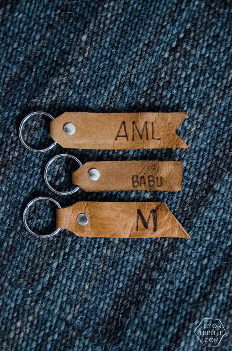 DIY Monogrammed Leather Key Chain- LOVE this! I like the classic look of the burned leather. And looks easy too.