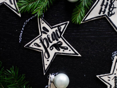 These DIY wooden star ornaments add some monochromatic charm to your Christmas tree and are done with NO power tools in less than 10 minutes.