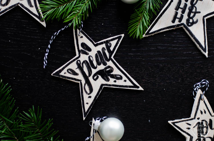 These DIY wooden star ornaments add some monochromatic charm to your Christmas tree and are done with NO power tools in less than 10 minutes.