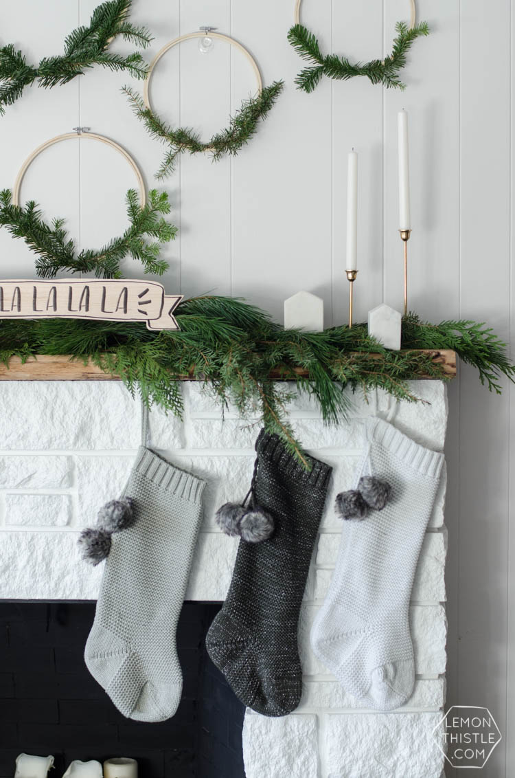 Canadian Christmas Home Tour- I love the black, white and fresh greenery in this holiday style! 