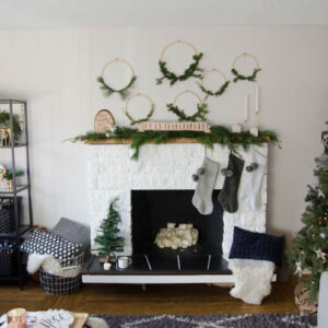 Canadian Christmas Home Tour- I love the black, white and fresh greenery in this holiday style!