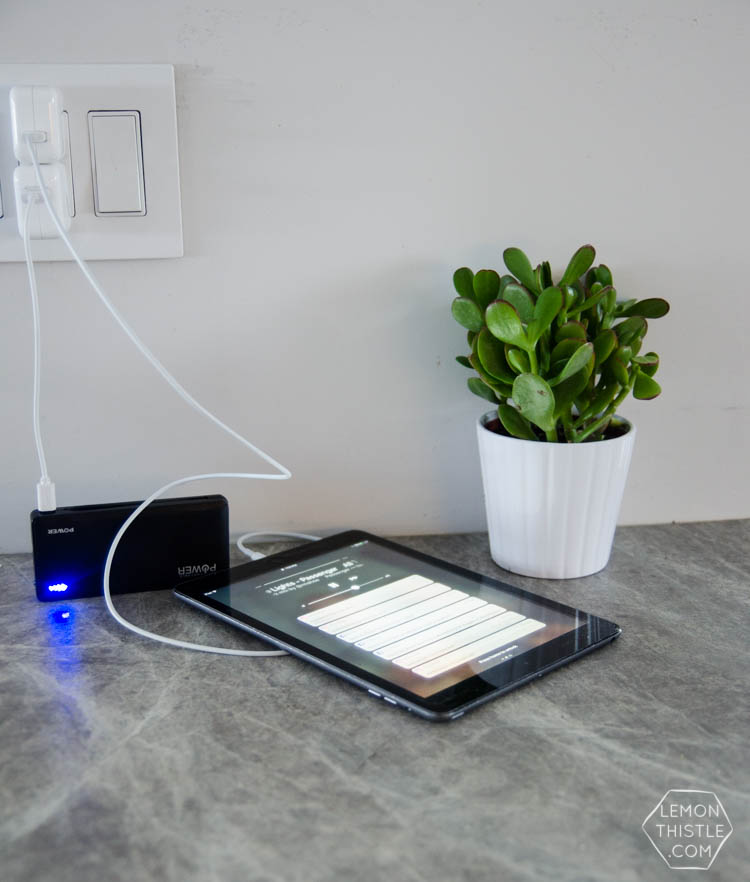 DIY Wall Mounted Charging Station- I love that this doesn't clutter up any counter space - the USB plug is perfect!