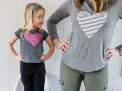 DIY Heart Shirt with free design- I love the stripes! And totally perfect for Valentines Day