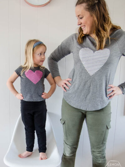 DIY Heart Shirt with free design- I love the stripes! And totally perfect for Valentines Day