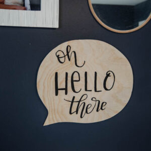 DIY Speech Bubble Sign made of plywood- I LOVE this! So fun for a gallery wall or kids room