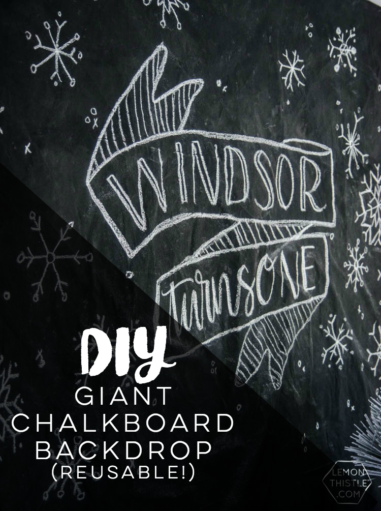 What a clever idea! Using a dropcloth to create a DIY giant chalkboard backdrop for birthday party decorations! Perfect for this modern winter wonderland!