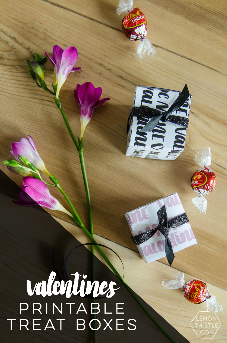 Valentines Treat Box printables- love the handlettering on these! 