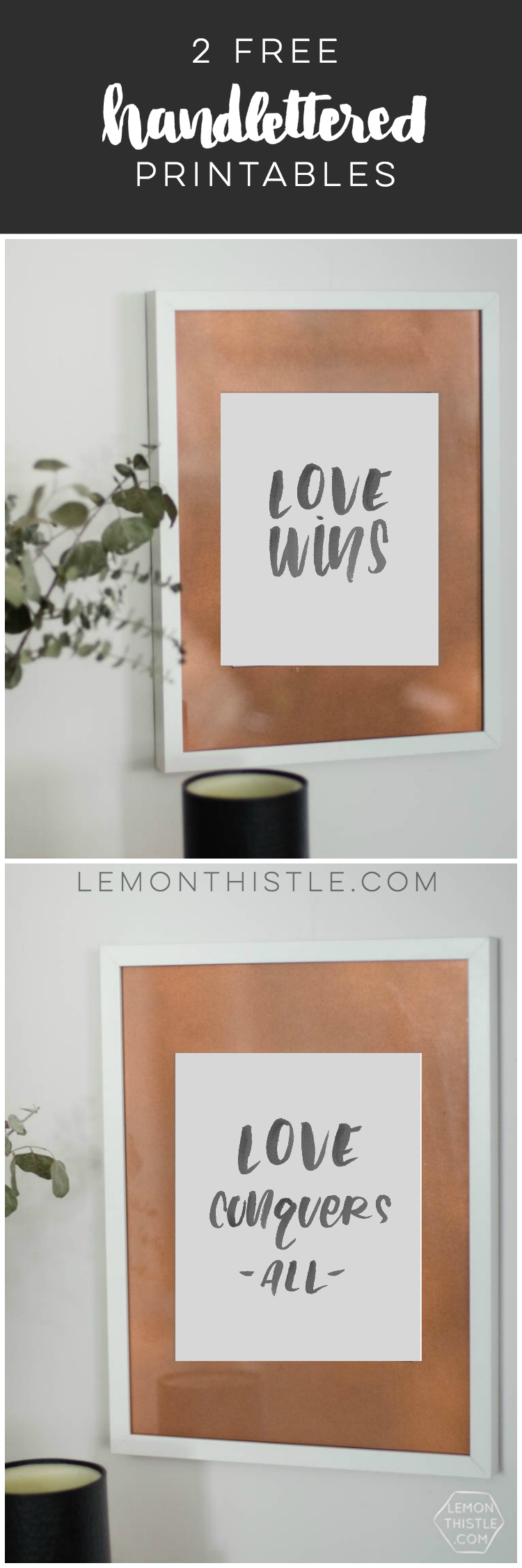 2 Free handlettered printables about love- perfect!