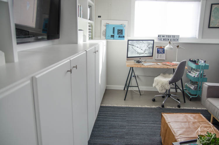 Love the rec room- such a good use of space and those built ins!