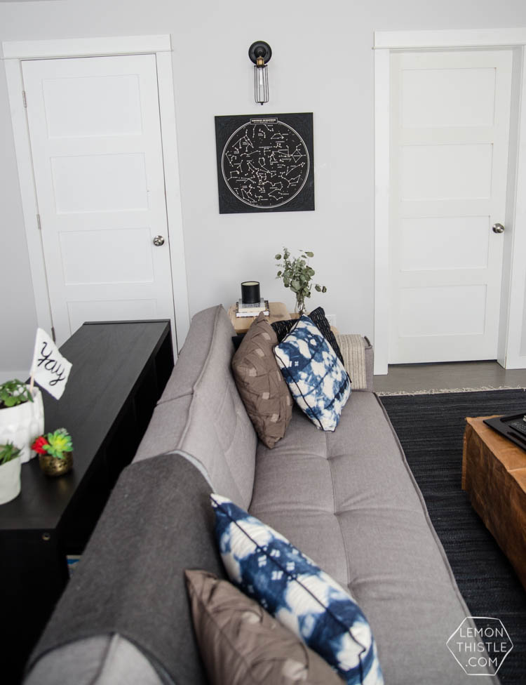 Love the rec room- such a good use of space and those built ins!