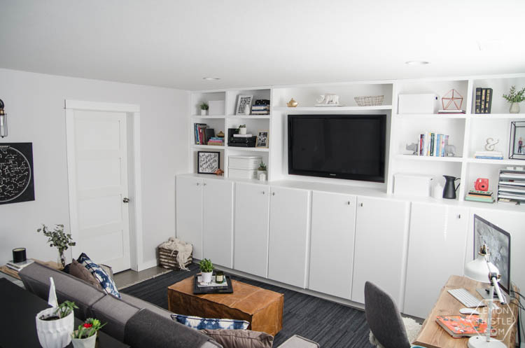 Love the rec room- such a good use of space and those built ins!