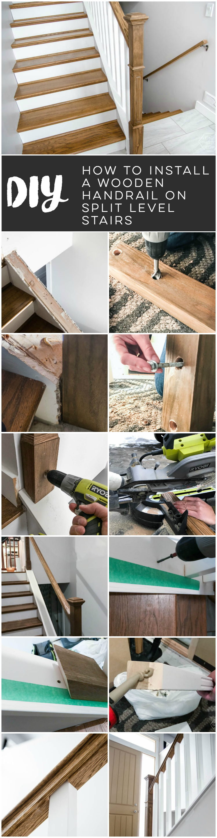 How to install a wooden handrail on split level stairs (the DIY way)