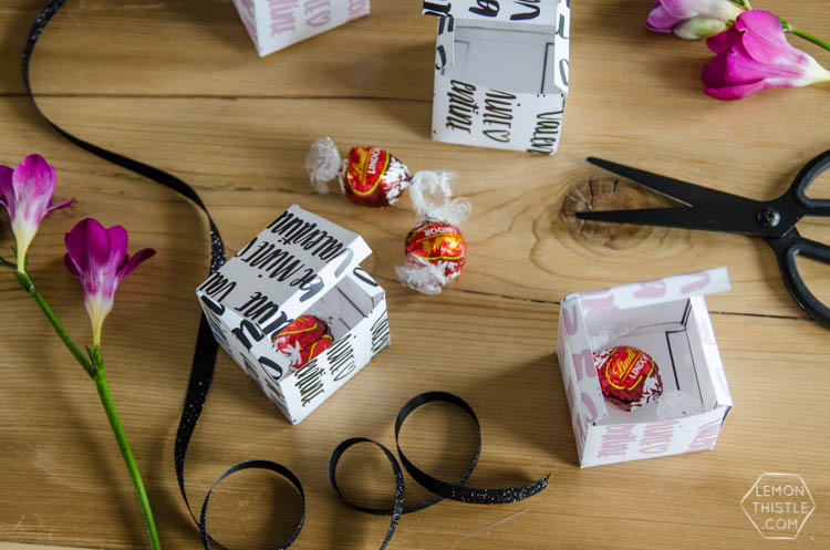 Valentines Treat Box printables- love the handlettering on these! 