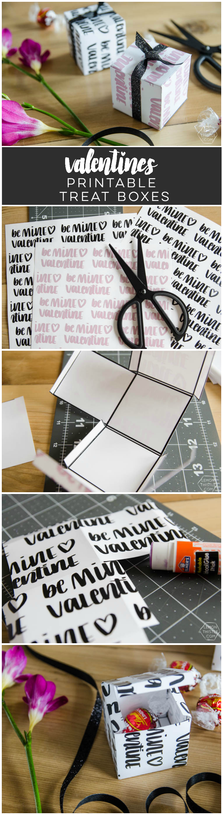 Valentines Treat Box printables- love the handlettering on these! 