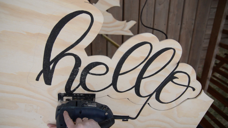 DIY plywood cutout hello sign... I LOVE this! And the video makes it look so simple