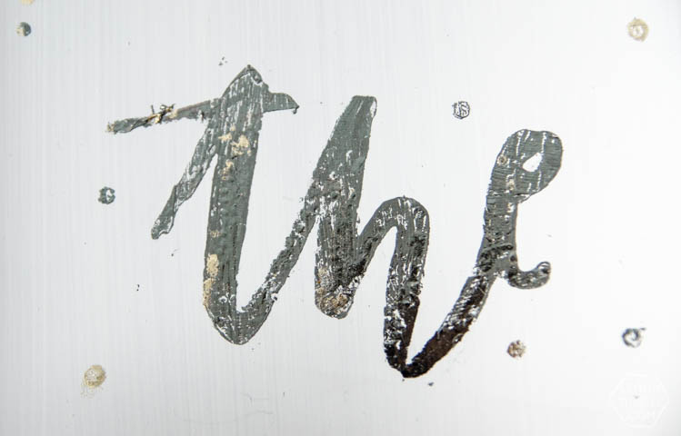 Tips and tricks to apply deco foils to wood- using a stencil and giving a crackled, rustic finish- LOVE the gold leaf overlay look
