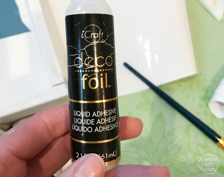 Tips and tricks to apply deco foils to wood- using a stencil and giving a crackled, rustic finish- LOVE the gold leaf overlay look