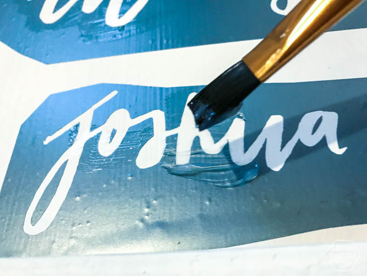 Tips and tricks to apply deco foils to wood- using a stencil and giving a crackled, rustic finish- LOVE the gold leaf overlay look
