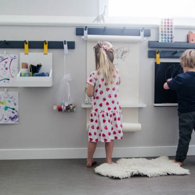 How to create a wall mounted art station for kids- perfect for small spaces!