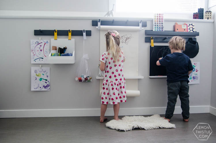How to create a wall mounted art station for kids- perfect for small spaces!