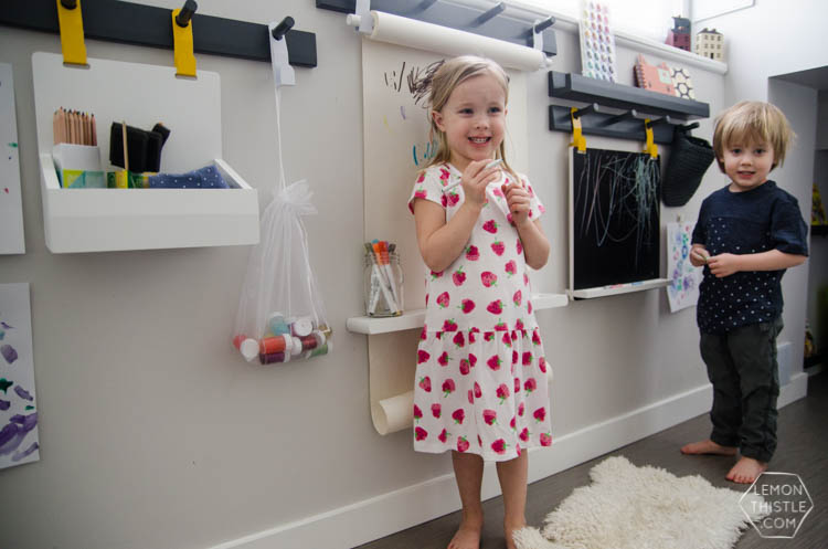 How to create a wall mounted art station for kids- perfect for small spaces!