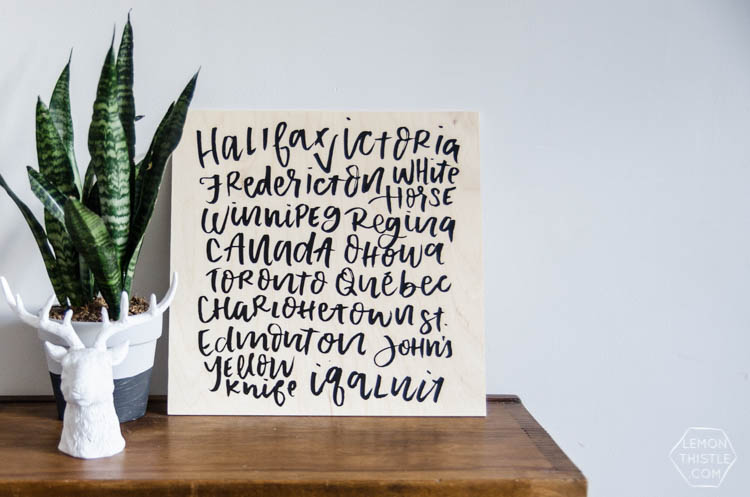 Love this! DIY Canadian cities art- love that it's modern and not all red. It's a DIY without any art skills- so perfect!