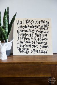 Love this! DIY Canadian cities art- love that it's modern and not all red. It's a DIY without any art skills- so perfect!