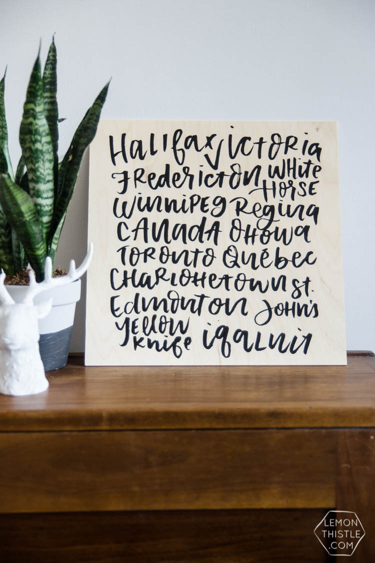 Love this! DIY Canadian cities art- love that it's modern and not all red. It's a DIY without any art skills- so perfect!