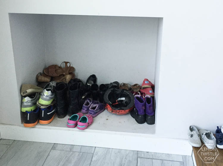 Diy Shoe Storage For A Split Level Entry Lemon Thistle