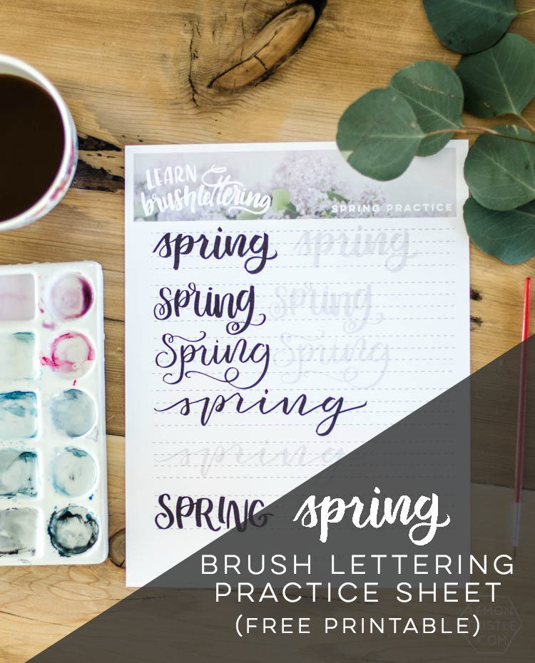 Spring hand lettering practice sheet free printable for brush pens or watercolor