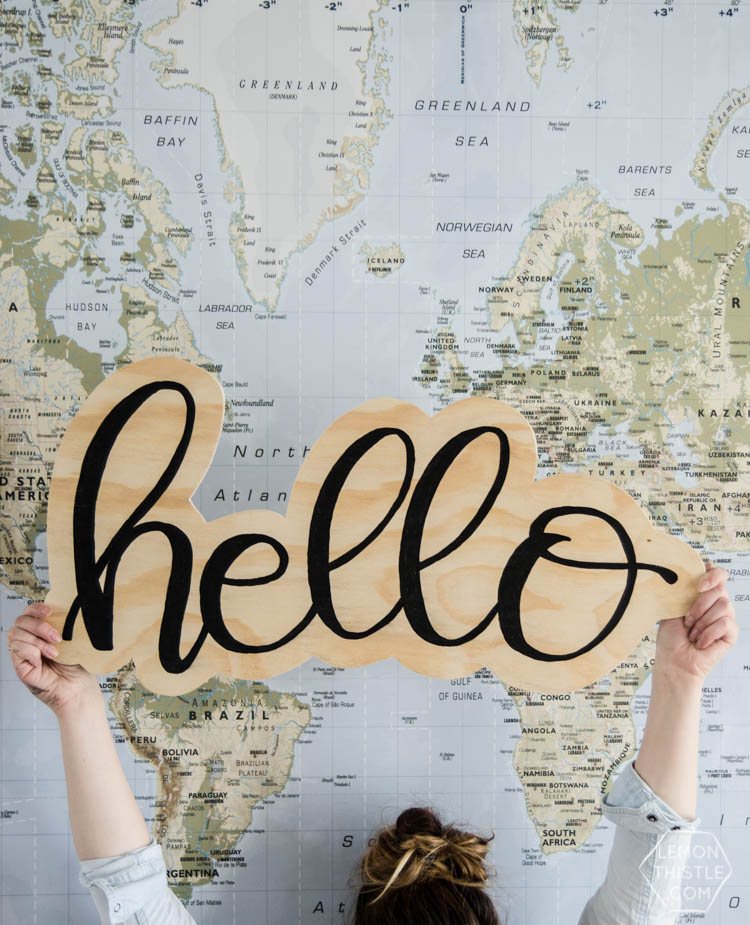 DIY plywood cutout hello sign... I LOVE this! And the video makes it look so simple
