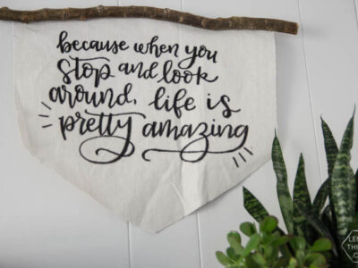 DIY Rustic Canvas Banner- love this! and the hand lettered quote is great too