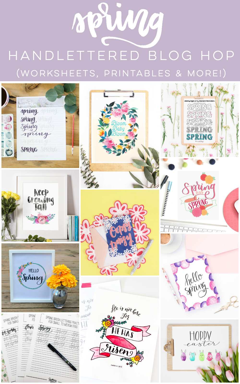 Spring Hand Lettering Blog hop- I LOVE all the tutorials and practice sheets!