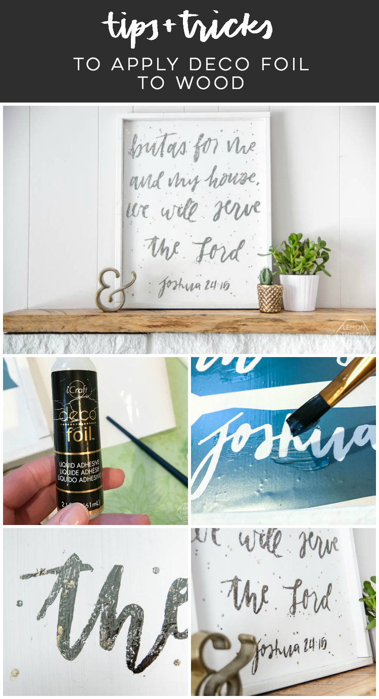 Tips and tricks to apply deco foils to wood- using a stencil and giving a crackled, rustic finish- LOVE the gold leaf overlay look
