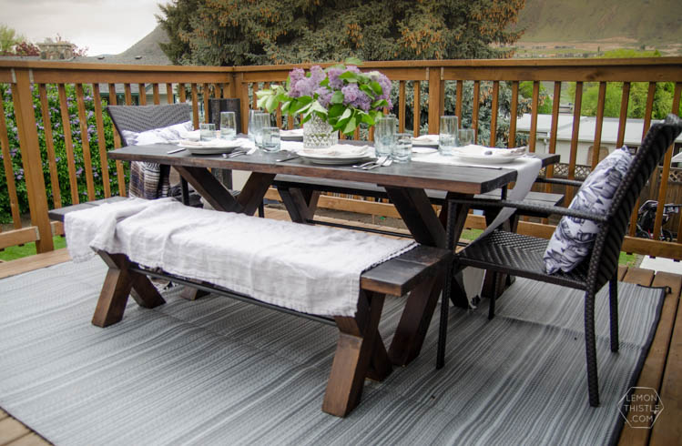 Lilacs and Linen- Love this casual outdoor dining tablescape for spring