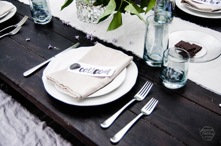 Lilacs and Linen- Love this casual outdoor dining tablescape for spring