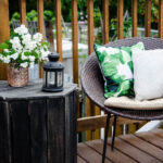 I love the wood look deck and this seating area is so sweet!