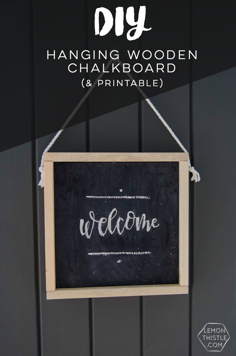 DIY Hanging Wooden Chalkboard- so simple! Plus free handlettered printable template