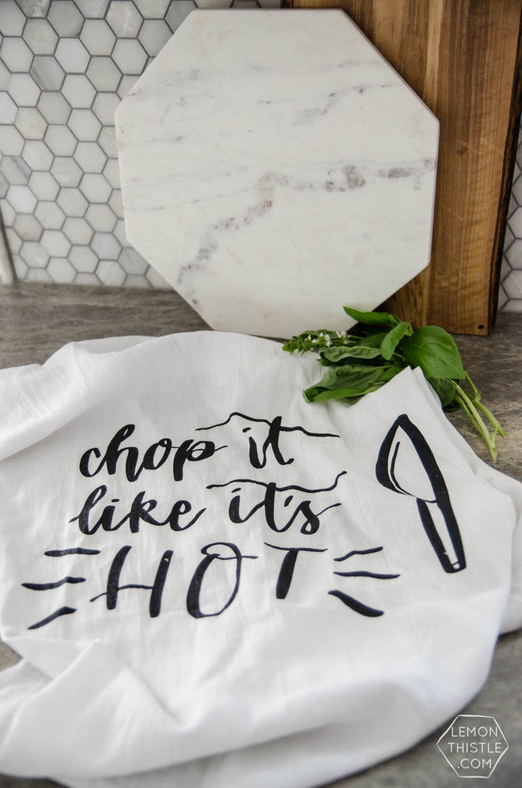 Chop it like it's hot... I LOVE these handlettered punny tea towels! lemon thistle x shindig shop