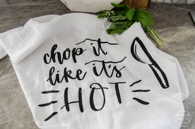 Chop it like it's hot... I LOVE these handlettered punny tea towels! lemon thistle x shindig shop