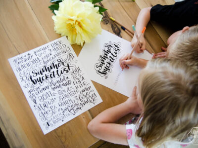Hand lettered printable summer bucket list! I love this one- such great activities for kids. Plus- I like that there's a blank version for me to make my own!