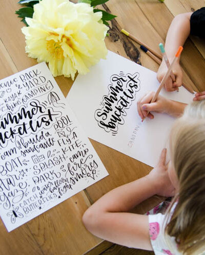 Hand lettered printable summer bucket list! I love this one- such great activities for kids. Plus- I like that there's a blank version for me to make my own!
