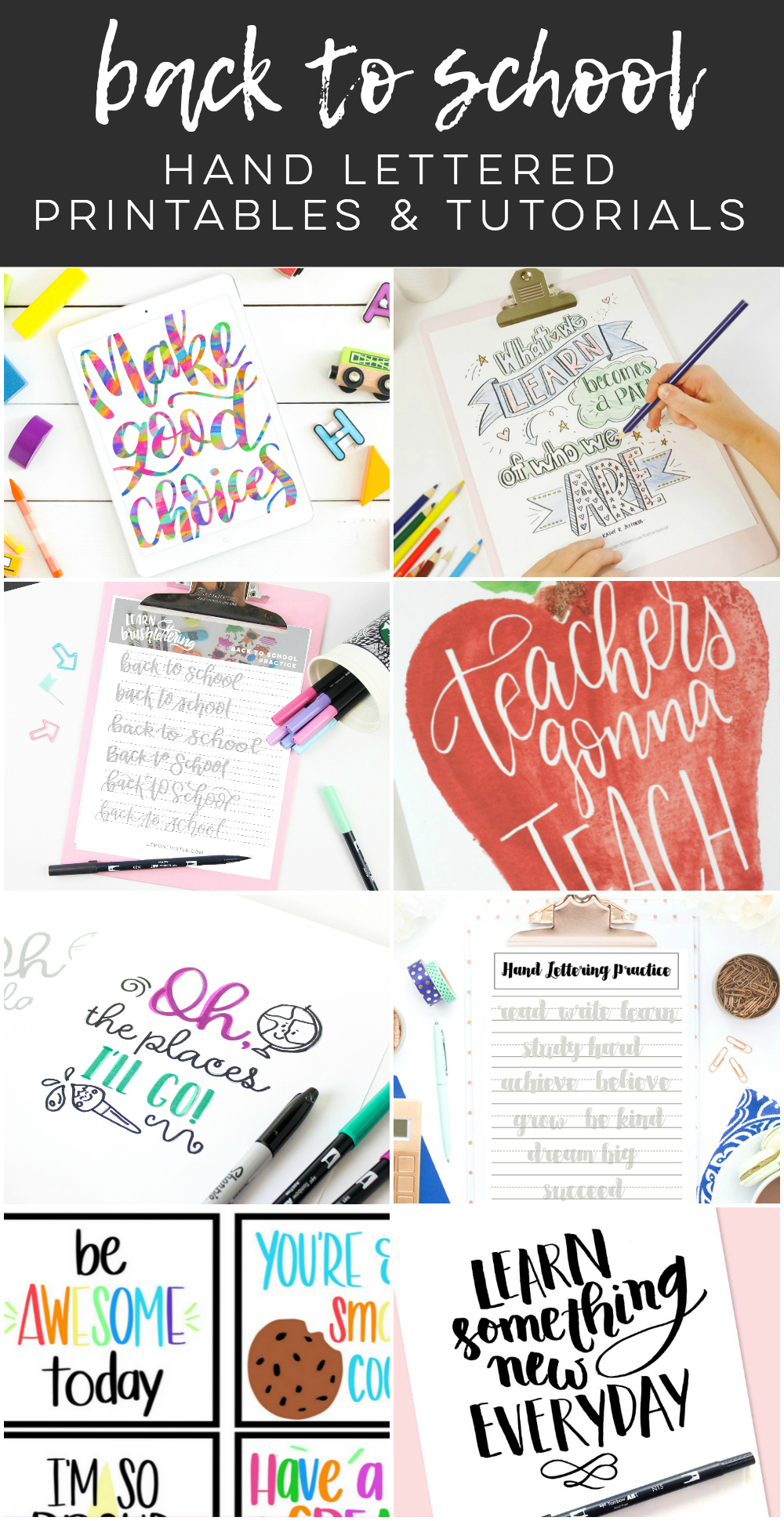 back to school hand lettered printables and tutorials