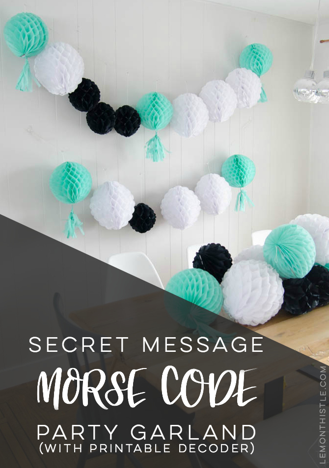 Secret Morse Code Party Garland Lemon Thistle